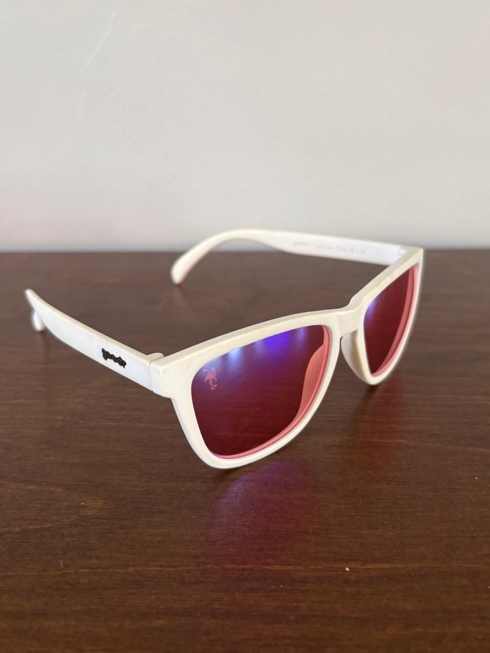 Goodr Sunglasses Au Revoir Gopher White Rose Polarized Non-Slip Frames